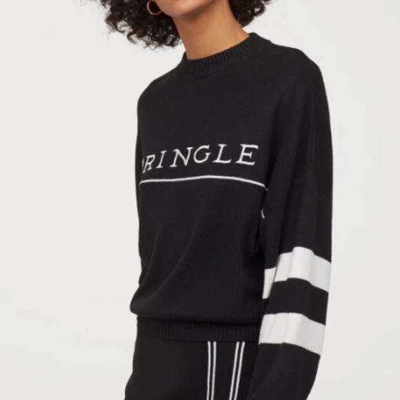 H&M x Pringle of Scotland Knit Sweater Blokettecore Black white S oversized - Picture 1 of 15